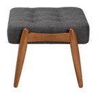 Pouffe de rangement en tissu et bois Jeanine gris foncé/noyer – Baxton Studio : inspiration Japandi, cadre en bois d'hévéa, capitonné