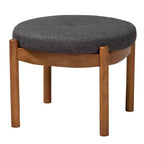 Iliana Pouf Ottomane en Tissu et Bois Gris Foncé/Noyer - Baxton Studio