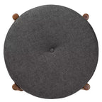 Iliana Pouf Ottomane en Tissu et Bois Gris Foncé/Noyer - Baxton Studio