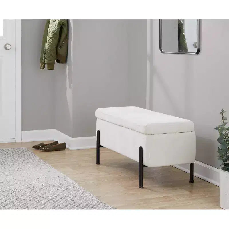 Banc Daniella LumiSource métal noir/tissu crème