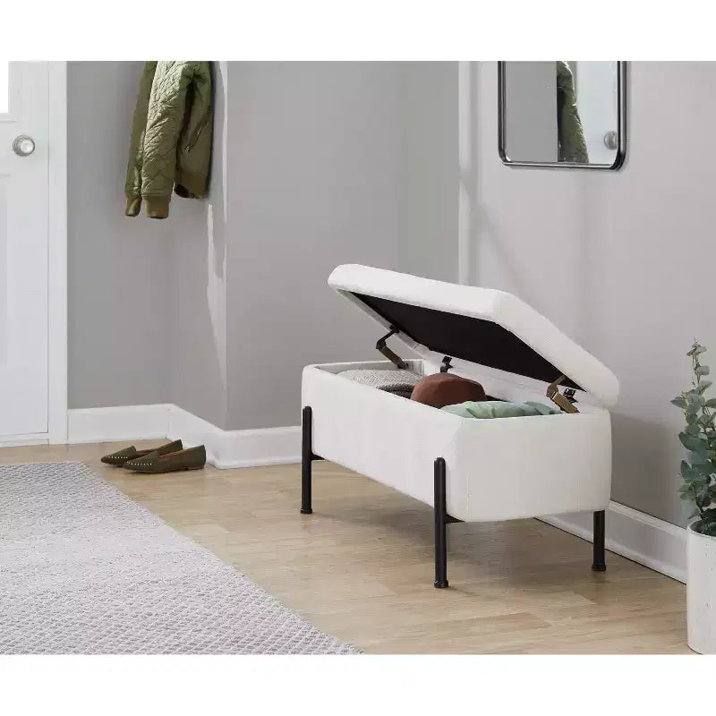 Banc Daniella LumiSource métal noir/tissu crème