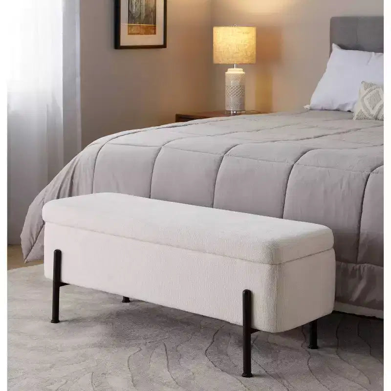 Banc Daniella LumiSource métal noir/tissu crème