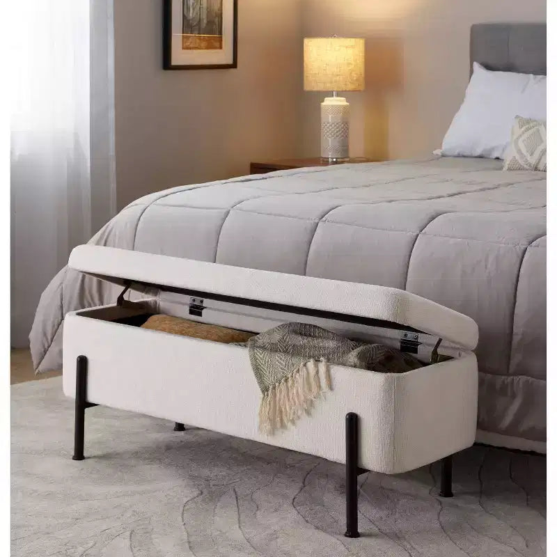 Banc Daniella LumiSource métal noir/tissu crème