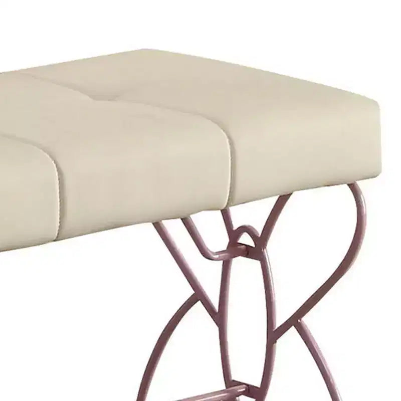 Priya II Ottomans et Bancs Blanc/Violet Clair 32 po - Acme Furniture : Rectangulaire capitonné avec cadre en métal