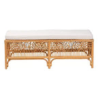 Banc en rotin Bali et Pari Materra blanc/miel clair : polyester rembourré, aucun assemblage requis, nettoyer les taches