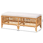 Banc en rotin Bali et Pari Materra blanc/miel clair : polyester rembourré, aucun assemblage requis, nettoyer les taches