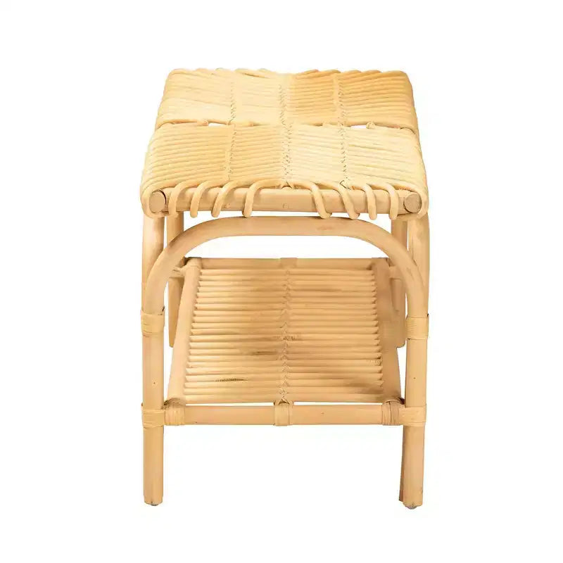 Banc d'appoint Himari en rotin marron clair - Baxton Studio : Fait main, Entrée, Chambre, Étagère de rangement