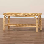 Banc d'appoint Himari en rotin marron clair - Baxton Studio : Fait main, Entrée, Chambre, Étagère de rangement