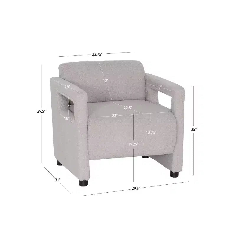 Fauteuil d'appoint Linon Landon en fausse peau de mouton gris clair