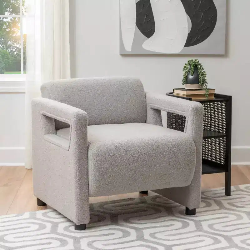 Fauteuil d'appoint Linon Landon en fausse peau de mouton gris clair