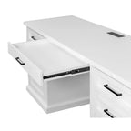 Bureau crédence en bois moderne : style exécutif, panneaux à rainures et perles, ports USB - Martin Furniture