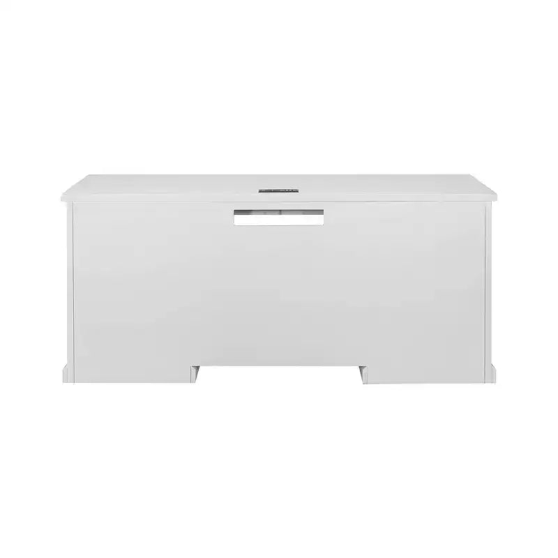 Bureau crédence en bois moderne : style exécutif, panneaux à rainures et perles, ports USB - Martin Furniture