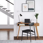 Bureau Nathan James Parker mi-siècle avec tiroir acacia marron clair : Plateau MDF, pieds en bois massif, mobilier de bureau à domicile