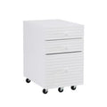 Wedeln 3 Drawer Rolling File Cabinet White Finish Wood - Powell: Mid-Century Modern, Veneer, Metal Hardware
