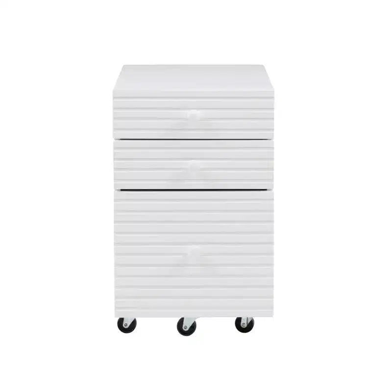 Meuble de classement roulant Wedeln 3 tiroirs finition blanc - Powell : Moderne du milieu du siècle, placage, quincaillerie métallique