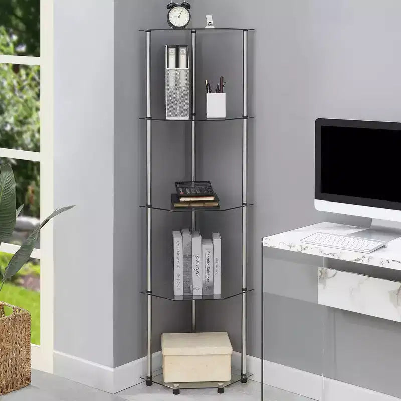 Tour de coin classique à 5 niveaux Breighton Home 60,25 po Designs2Go en verre/chrome