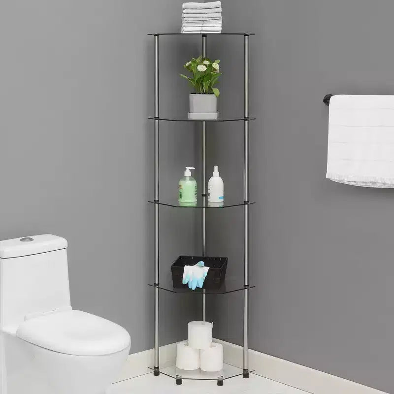 Tour de coin classique à 5 niveaux Breighton Home 60,25 po Designs2Go en verre/chrome