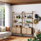 Étagère Nathan James de 72 po, lot de 2, collection Beacon en jonc de mer, brun clair