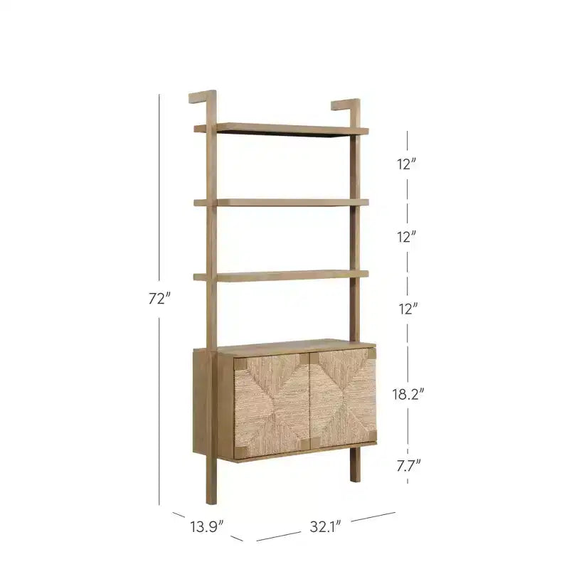 Étagère Nathan James de 72 po, lot de 2, collection Beacon en jonc de mer, brun clair