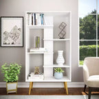 Étagère Stockholm blanche 65 po - Boahaus : style moderne, 5 tablettes stratifiées, anti-basculement, assemblage par un adulte requis