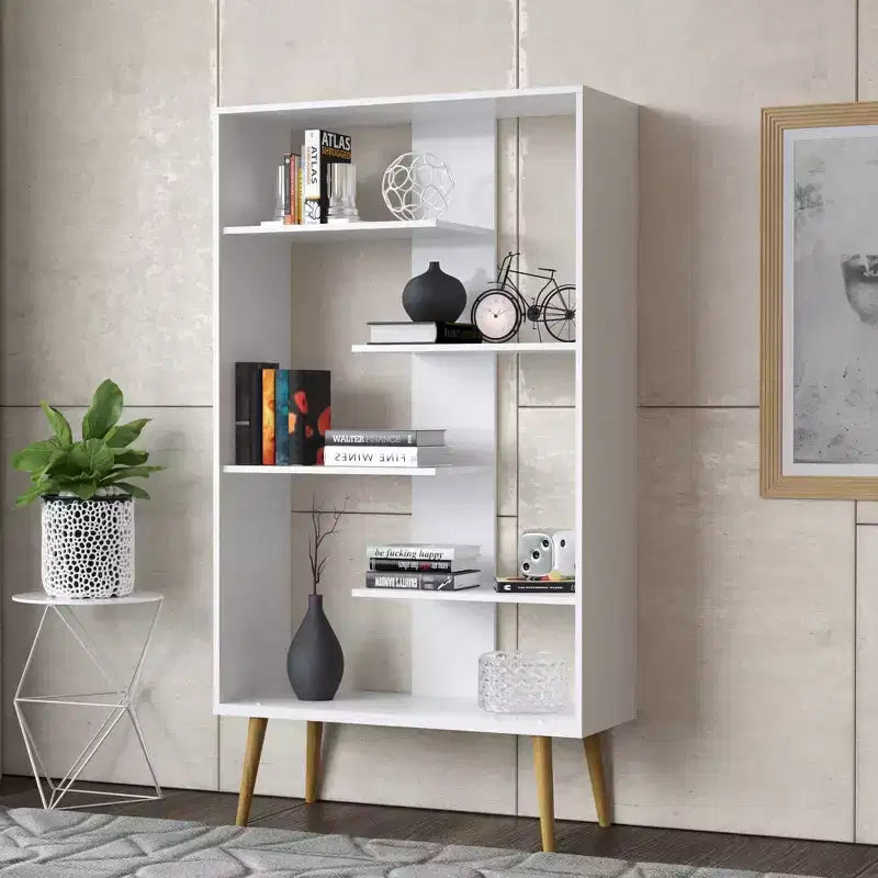 Étagère Stockholm blanche 65 po - Boahaus : style moderne, 5 tablettes stratifiées, anti-basculement, assemblage par un adulte requis