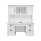 Modern Wood Credenza Desk with Hutch Fully Assembled White - Abby Collection - Martin Furniture