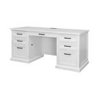 Bureau-crédence en bois moderne avec huche, entièrement assemblé, blanc - Collection Abby - Martin Furniture