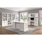 Bureau-crédence en bois moderne avec huche, entièrement assemblé, blanc - Collection Abby - Martin Furniture