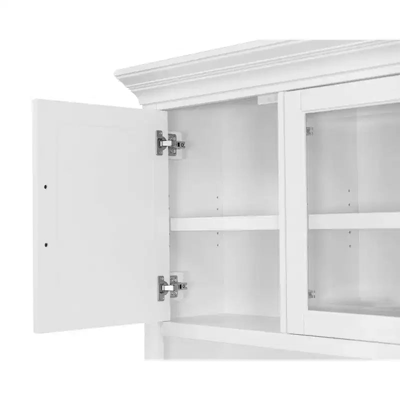 Bureau-crédence en bois moderne avec huche, entièrement assemblé, blanc - Collection Abby - Martin Furniture