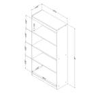 Bibliothèque décorative 4 tablettes South Shore de 56 po : Chêne gris, design vertical, cadre en panneaux de particules, capacité de 25 lb par tablette