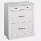 Lifestorey Lot de 2 armoires de bureau modulaires Harrington en faux marbre, blanches : Style ferme, surface en faux marbre, fabrication en MDF.