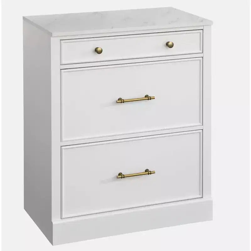 Lifestorey Lot de 2 armoires de bureau modulaires Harrington en faux marbre, blanches : Style ferme, surface en faux marbre, fabrication en MDF.