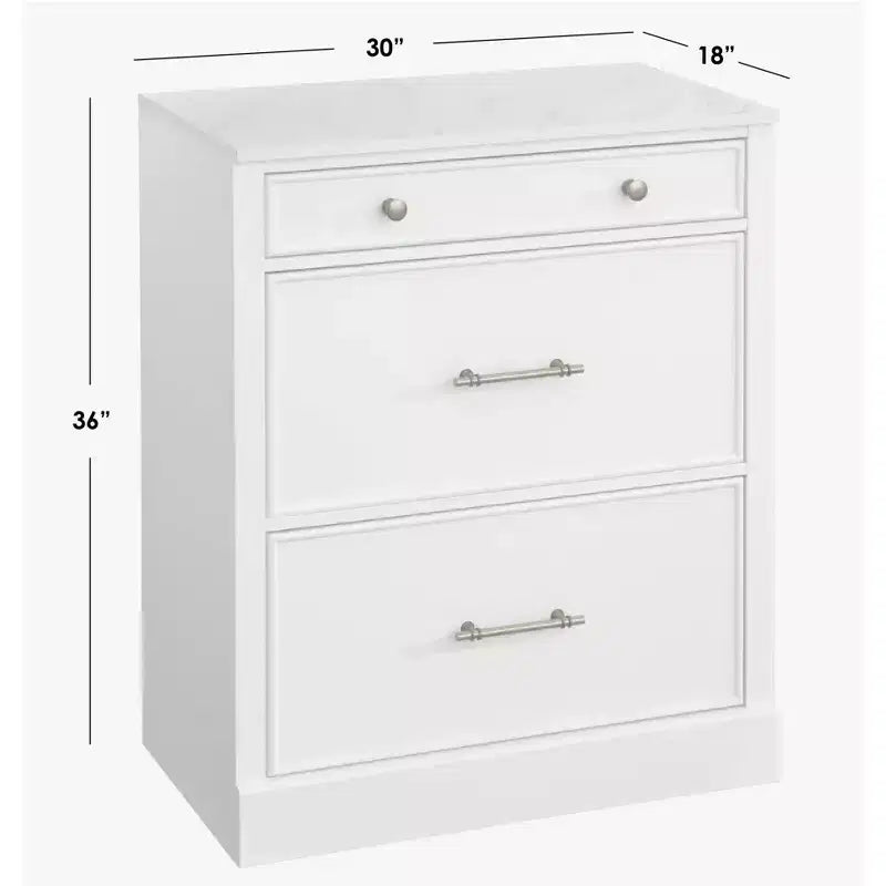 Lifestorey Lot de 2 armoires de bureau modulaires Harrington en faux marbre, blanches : Style ferme, surface en faux marbre, fabrication en MDF.