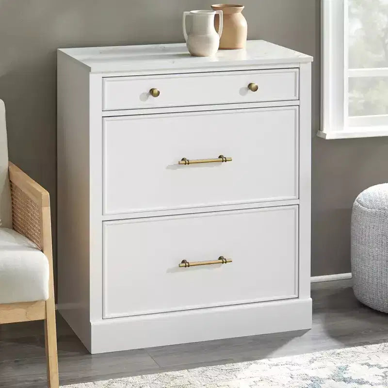 Lifestorey Lot de 2 armoires de bureau modulaires Harrington en faux marbre, blanches : Style ferme, surface en faux marbre, fabrication en MDF.