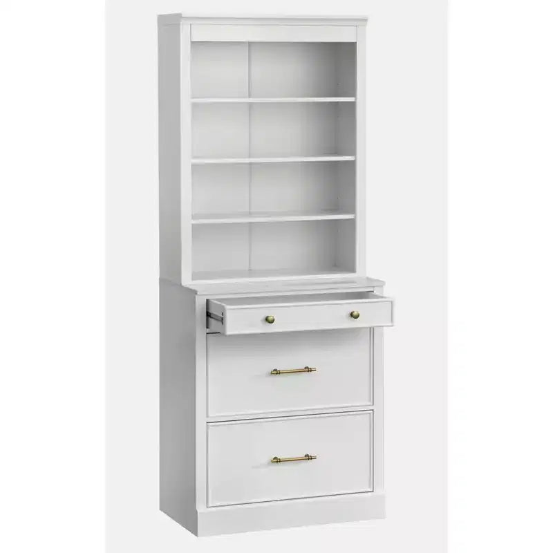 Lifestorey Lot de 2 armoires de bureau modulaires Harrington en faux marbre, blanches : Style ferme, surface en faux marbre, fabrication en MDF.