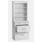 Lifestorey Lot de 2 armoires de bureau modulaires Harrington en faux marbre, blanches : Style ferme, surface en faux marbre, fabrication en MDF.