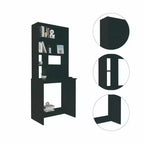 Bureau d'ordinateur Jeddah noir - Boahaus : style moderne, résistant aux rayures, étagère de rangement ouverte, stratifié de bois