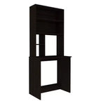 Bureau d'ordinateur Jeddah noir - Boahaus : style moderne, résistant aux rayures, étagère de rangement ouverte, stratifié de bois