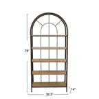 Étagère Storied Home 78 po à cadre métallique : 5 tablettes en bois de sapin, design peu encombrant, cadre en fer, 36,5 po de long