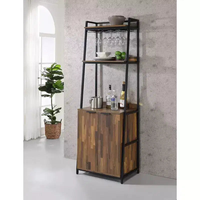 Bibliothèque Moniave 187 cm avec porte-verres Chêne/Noir - HOMES: Inside + Out