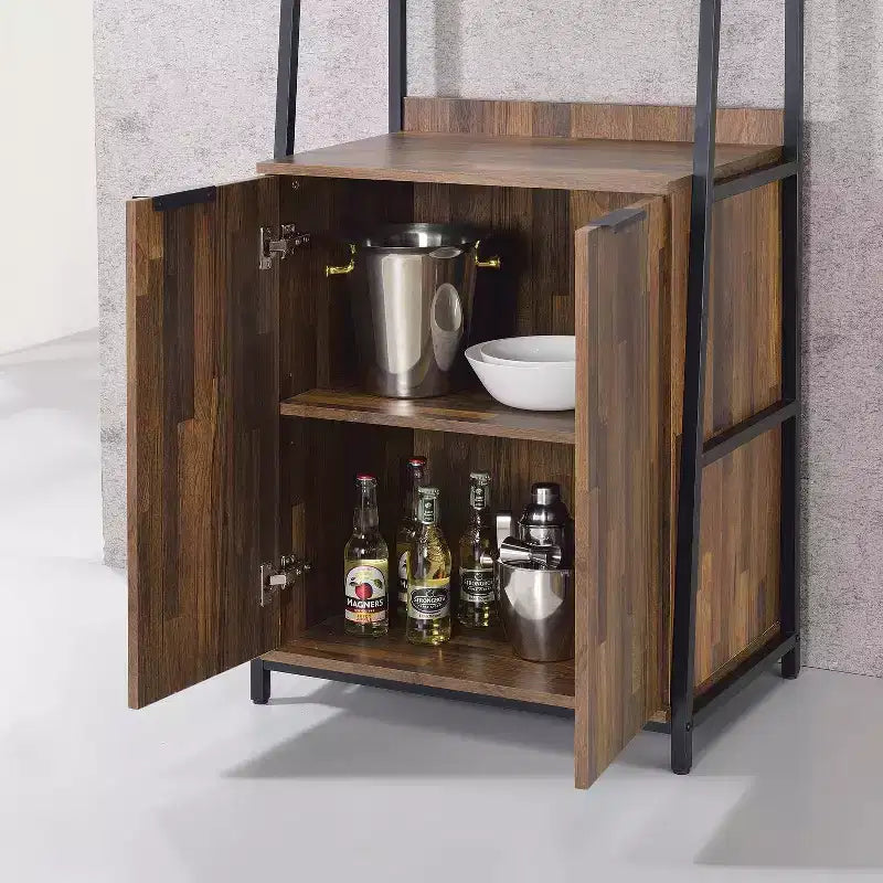 Bibliothèque Moniave 187 cm avec porte-verres Chêne/Noir - HOMES: Inside + Out