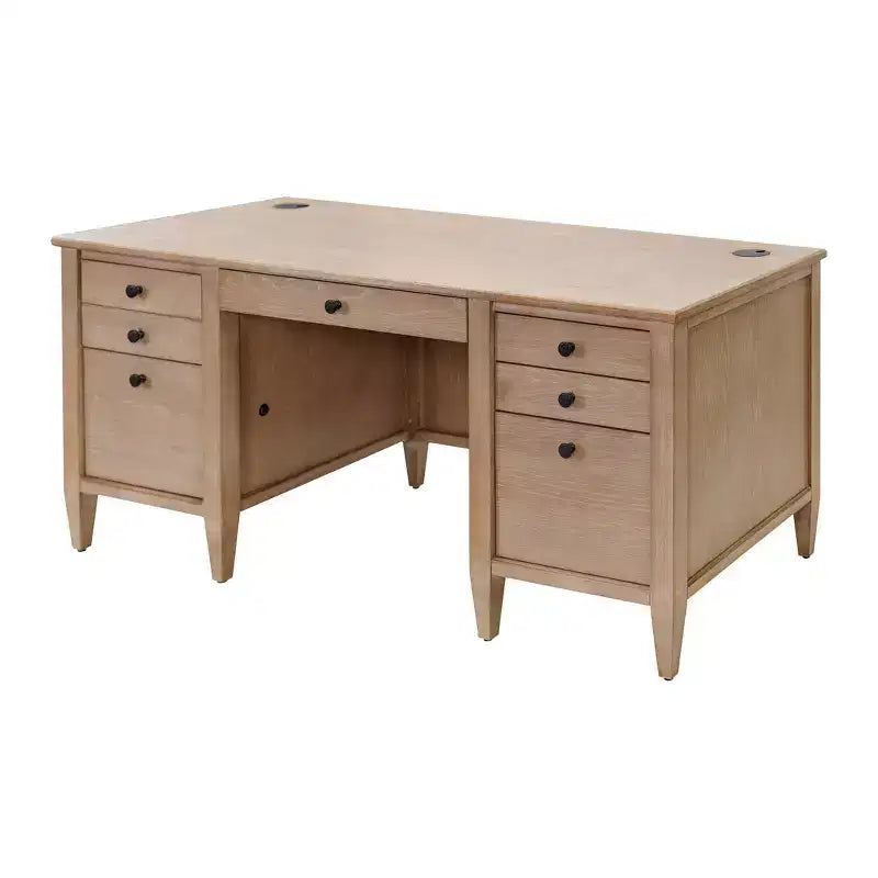 Bureau double piédestal moderne en bois avec rangement Collection Laurel - Martin Furniture : Mobilier de bureau, tiroir de classement