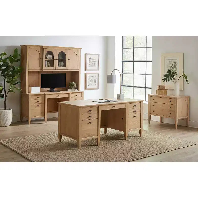 Bureau double piédestal moderne en bois avec rangement Collection Laurel - Martin Furniture : Mobilier de bureau, tiroir de classement