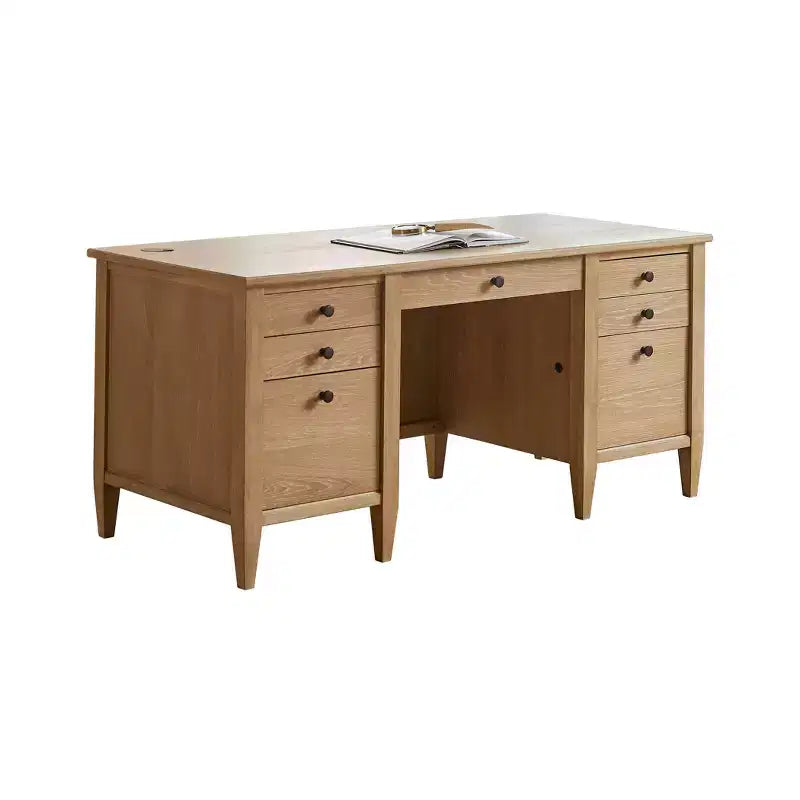 Bureau double piédestal moderne en bois avec rangement Collection Laurel - Martin Furniture : Mobilier de bureau, tiroir de classement