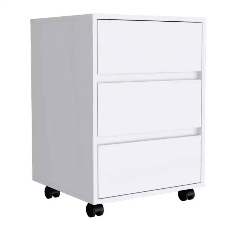 Nantong File Cabinet White - Boahaus: Modern Office Drawers, 3-Drawer Storage, Wood Laminate, Painted Finish