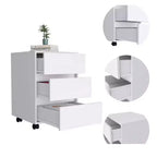 Meuble de rangement Nantong blanc - Boahaus : Tiroirs de bureau modernes, 3 tiroirs, stratifié bois, finition peinte