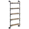 59" Brantley Decorative Bookshelf Oak and Sandy Black Finish - Acme Furniture: 5-Tier, Metal Frame, Open Shelving Unit, No Tools Assembly