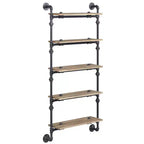 59" Brantley Decorative Bookshelf Oak and Sandy Black Finish - Acme Furniture: 5-Tier, Metal Frame, Open Shelving Unit, No Tools Assembly
