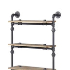 Étagère décorative Brantley de 59 po chêne et noir sablé – Acme Furniture : 5 tablettes, cadre en métal, unité de rayonnage ouverte, assemblage sans outils