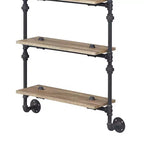 Étagère décorative Brantley de 59 po chêne et noir sablé – Acme Furniture : 5 tablettes, cadre en métal, unité de rayonnage ouverte, assemblage sans outils